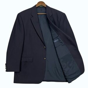 Vintage Ralph‎ Lauren Men's Navy Wool Blazer Sport Coat Jacket 44R